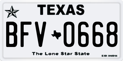 TX license plate BFV0668