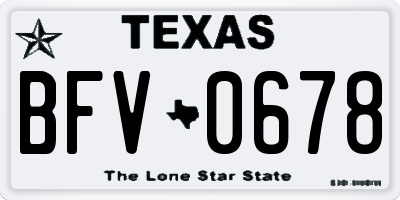 TX license plate BFV0678