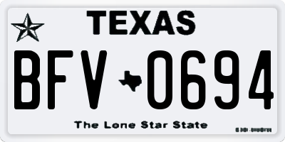 TX license plate BFV0694