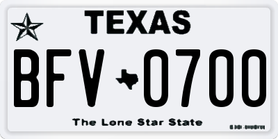 TX license plate BFV0700