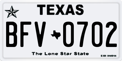 TX license plate BFV0702