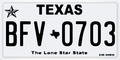 TX license plate BFV0703