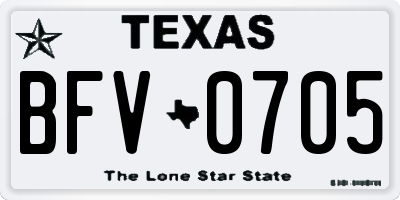 TX license plate BFV0705
