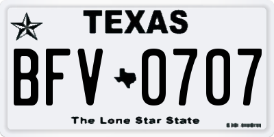 TX license plate BFV0707