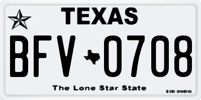 TX license plate BFV0708