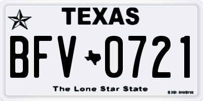 TX license plate BFV0721