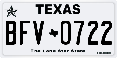 TX license plate BFV0722