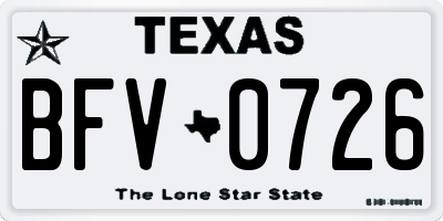 TX license plate BFV0726