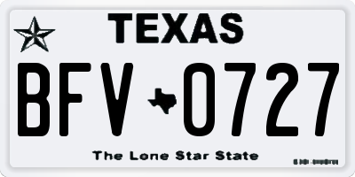 TX license plate BFV0727