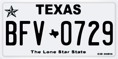 TX license plate BFV0729