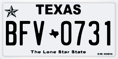 TX license plate BFV0731