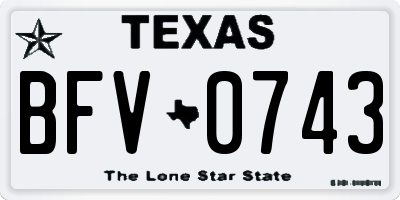 TX license plate BFV0743