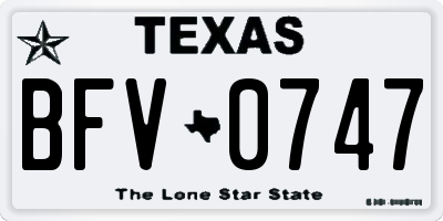 TX license plate BFV0747