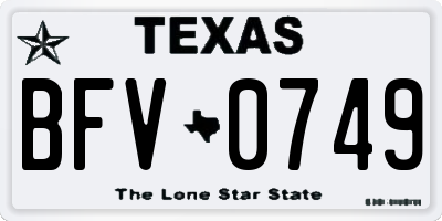 TX license plate BFV0749
