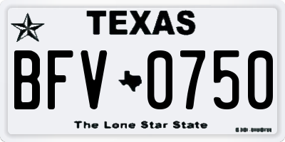 TX license plate BFV0750