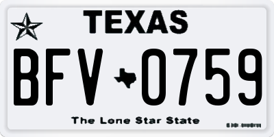 TX license plate BFV0759
