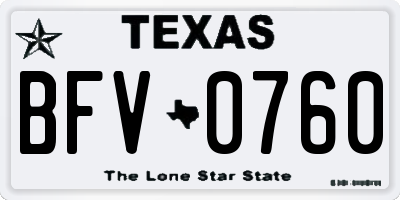 TX license plate BFV0760