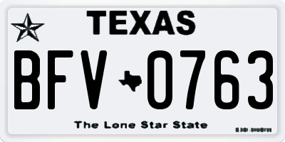 TX license plate BFV0763