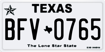 TX license plate BFV0765