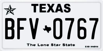 TX license plate BFV0767