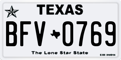 TX license plate BFV0769
