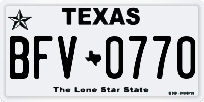 TX license plate BFV0770