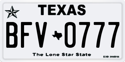 TX license plate BFV0777