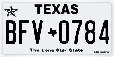 TX license plate BFV0784