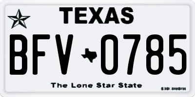 TX license plate BFV0785