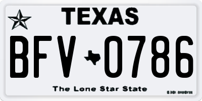 TX license plate BFV0786