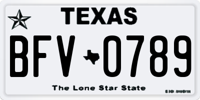 TX license plate BFV0789