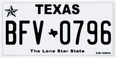 TX license plate BFV0796