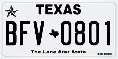 TX license plate BFV0801