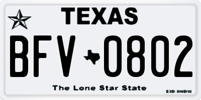 TX license plate BFV0802