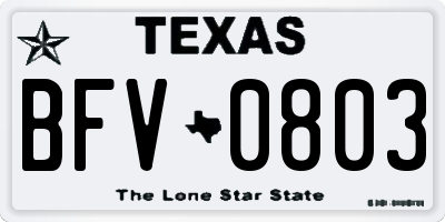 TX license plate BFV0803