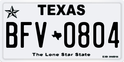 TX license plate BFV0804
