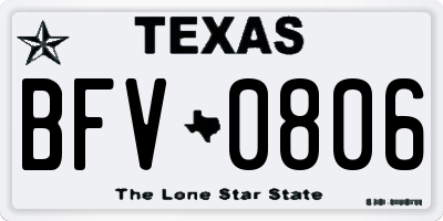 TX license plate BFV0806