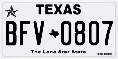 TX license plate BFV0807