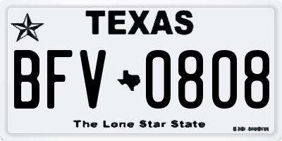 TX license plate BFV0808