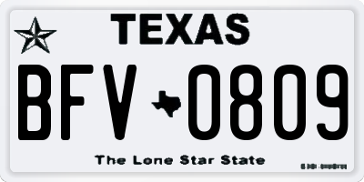 TX license plate BFV0809
