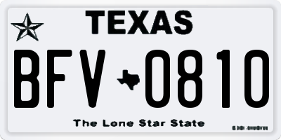 TX license plate BFV0810