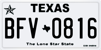TX license plate BFV0816