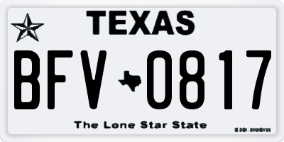 TX license plate BFV0817