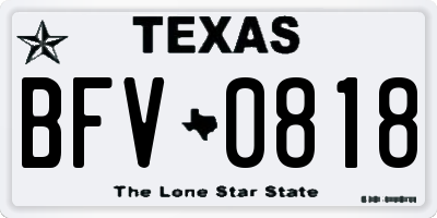 TX license plate BFV0818