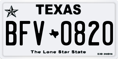 TX license plate BFV0820