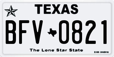 TX license plate BFV0821