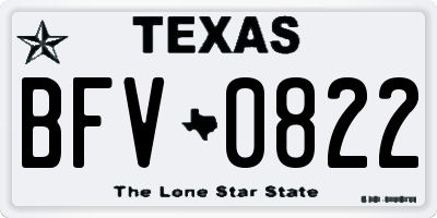 TX license plate BFV0822