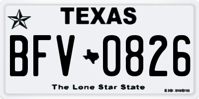 TX license plate BFV0826