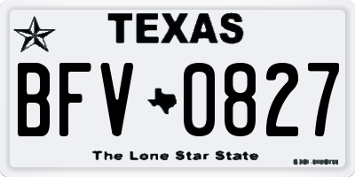 TX license plate BFV0827
