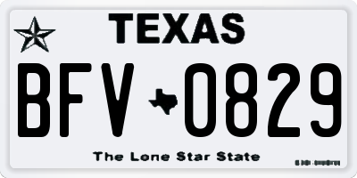 TX license plate BFV0829